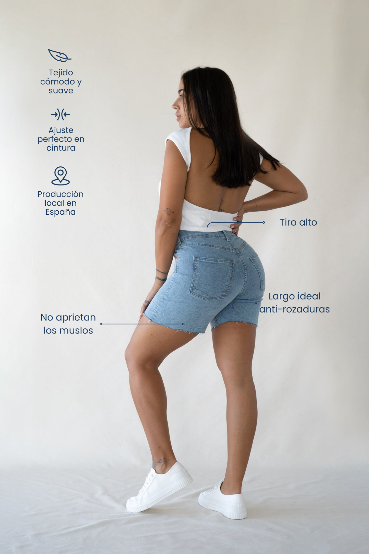 SHORTS HIGH RISE - LIGHT BLUE