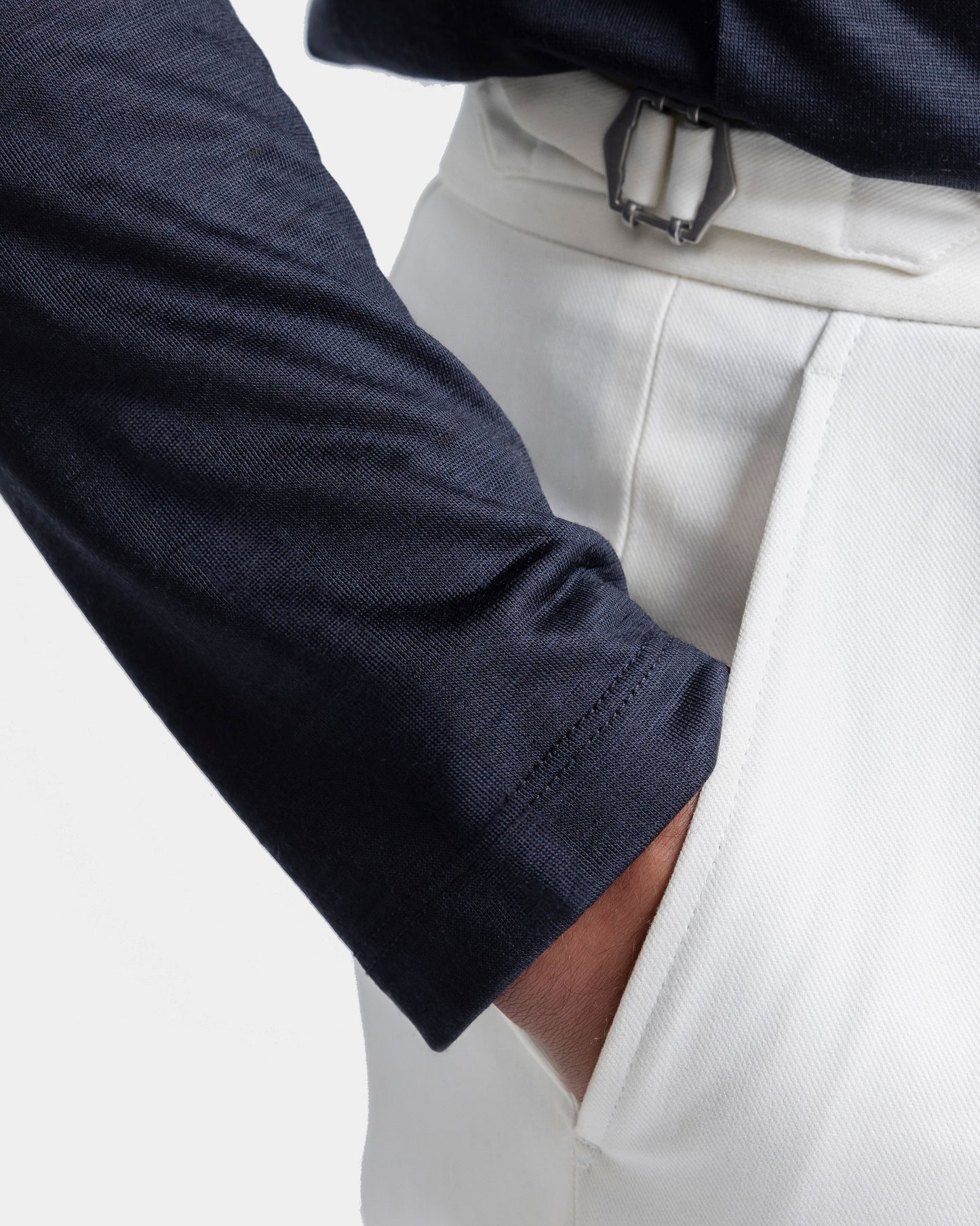 Blue Tech Long Sleeve T-Shirt in Extra fine Merino Wool