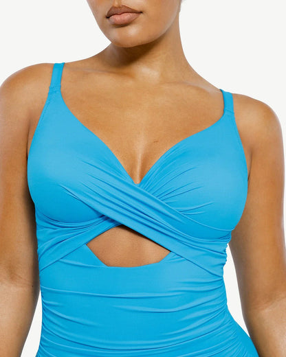 Ribbed Cutout-Front Shaping Swimsuit