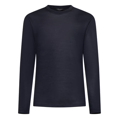 Blue Tech Long Sleeve T-Shirt in Extra fine Merino Wool